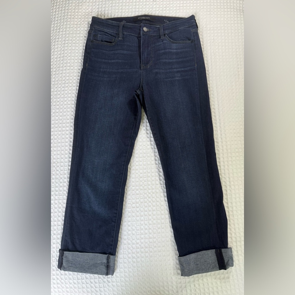 Liverpool Women's Dark Blue Jeans with Cuffs